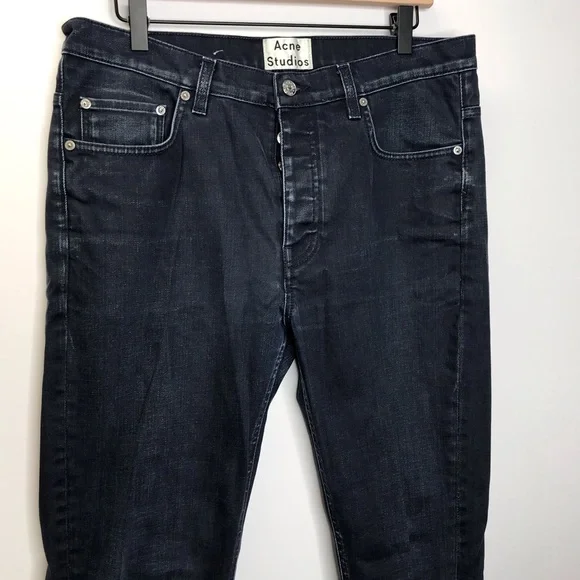 Acne Studios Town Twilight men’s skinny jeans dark wash button fly - Picture 5 of 11